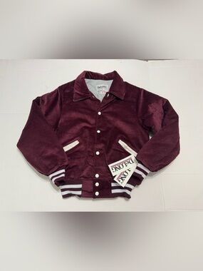 Vintage DeLong Maroon Corduroy Youth XL Women’s Small Varsity Jacket Snap Button